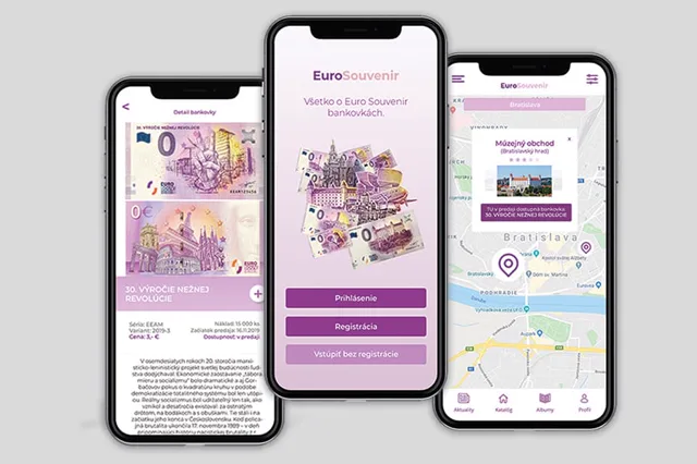 Euro Souvenir — aplikácie a ux, ukážka práce Verteco