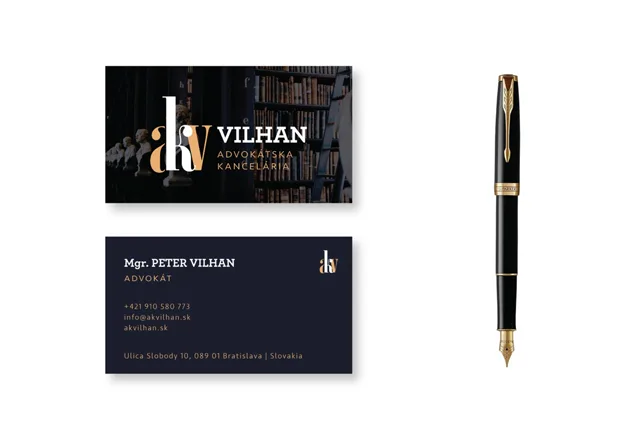 Advokátska kancelária Vilhan — branding, ukážka práce Verteco